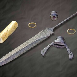 Hyperborian Damascus Dagger with Narwahl Tusk taken down