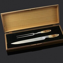 Mammoth Ivory and Stainless Steel Carving Set open box