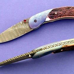 Carbon Damascus and Timascus and Ivory Folder
