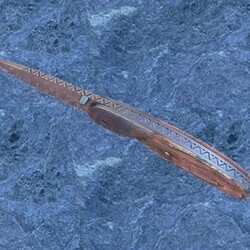 Ocean Ripple Folder in Damascus and mammoth ivory spine view