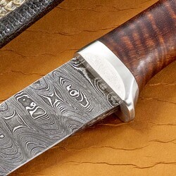 Ladder Damascus Hunter with Curly Koa Handle