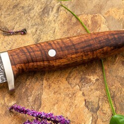 Random Damascus and Curly Koa Hunter close up