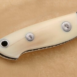Walrus and Damascus Hunter Knife Engraved view