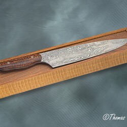 10&amp;quot; Damascus Chef knife in Anagree and American Walnut box