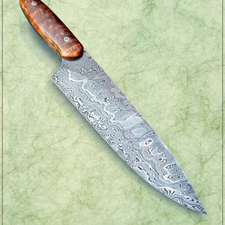 Damascus New Generation Chef 254mm Blade - Quilted Maple Handle