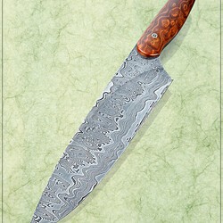 Damascus New Generation Chef 10&amp;quot; Blade - Quilted Maple Handle main view