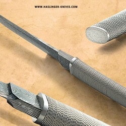 Damascus Moroha Tanto handle view
