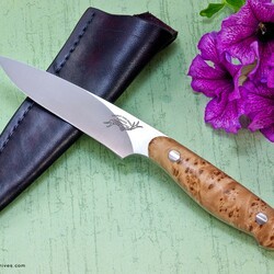 Maple Burl Utility with leather sheath
