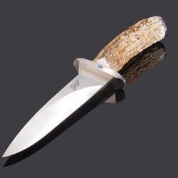 Pebble Elk Antler Handled Bowie Knife in CPM S60V