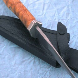Quilted Maple Boot Knife spine view