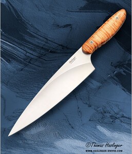 New Generation 8" Chef with Curly Maple Handle single view