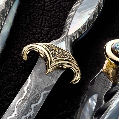The Golden Dagger with Damacus blade and mother of pearl inlays