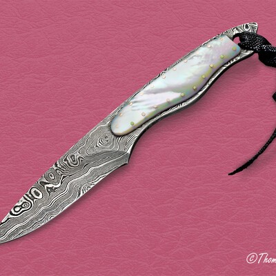 Mother of Pearl and Damascus Dress Knife main view