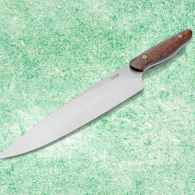 New Generation Chef 254mm Blade - Curly Koa Handle left view