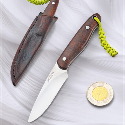 Ironwood Bird and Trout Knife in Nitro V Steel with leather sheath