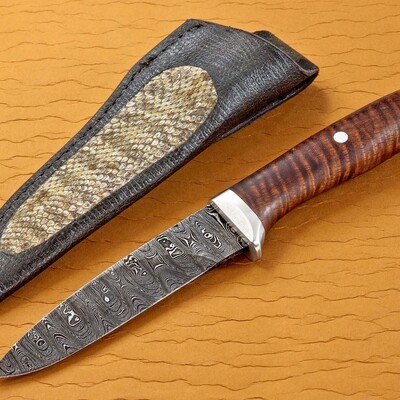 Ladder Damascus Hunter with Curly Koa Handle