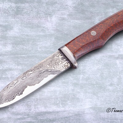 Snakewood Kernmantel Damascus Bowie with Snakewood Handle