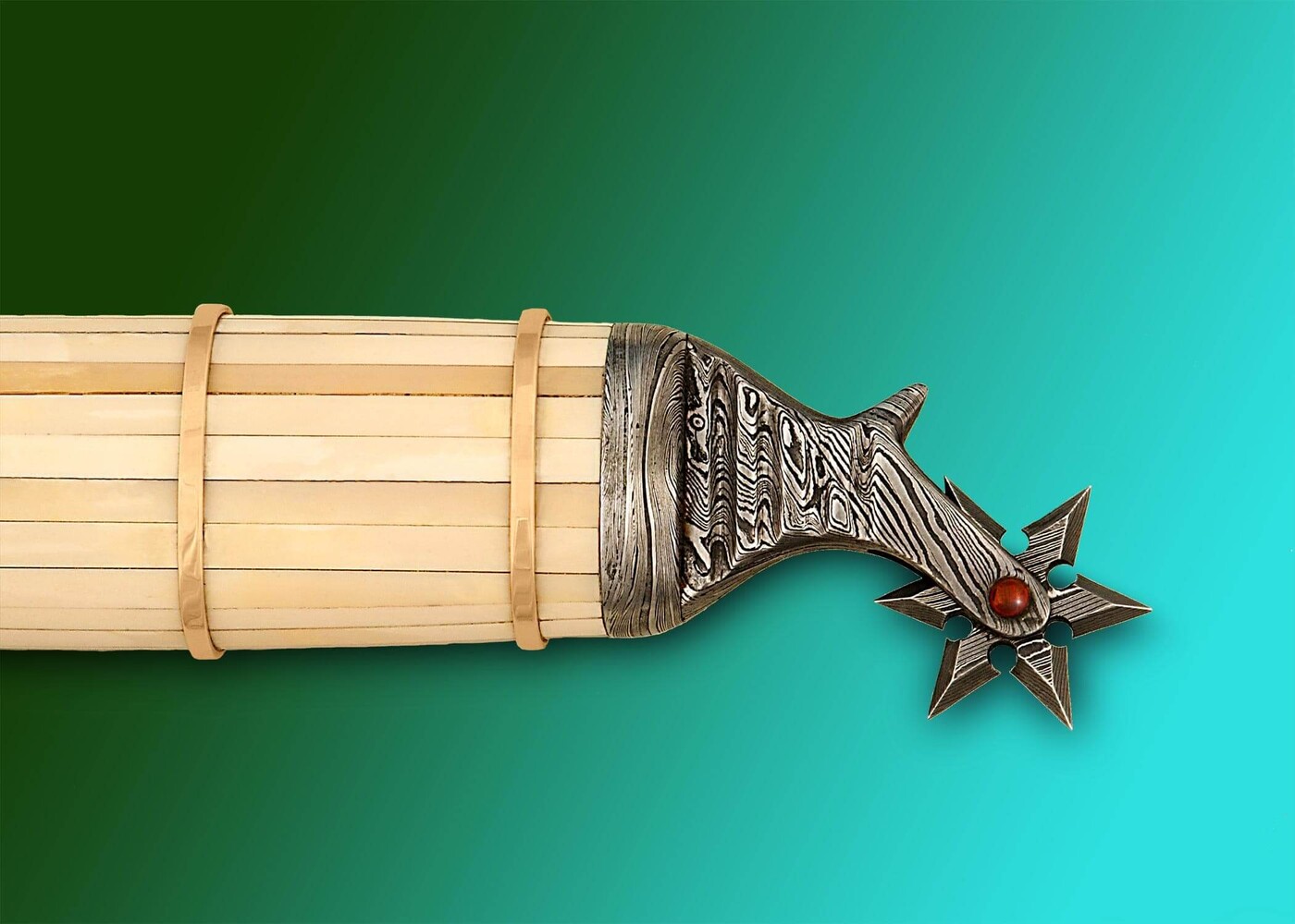 Conquistador Western bowie rondel close up
