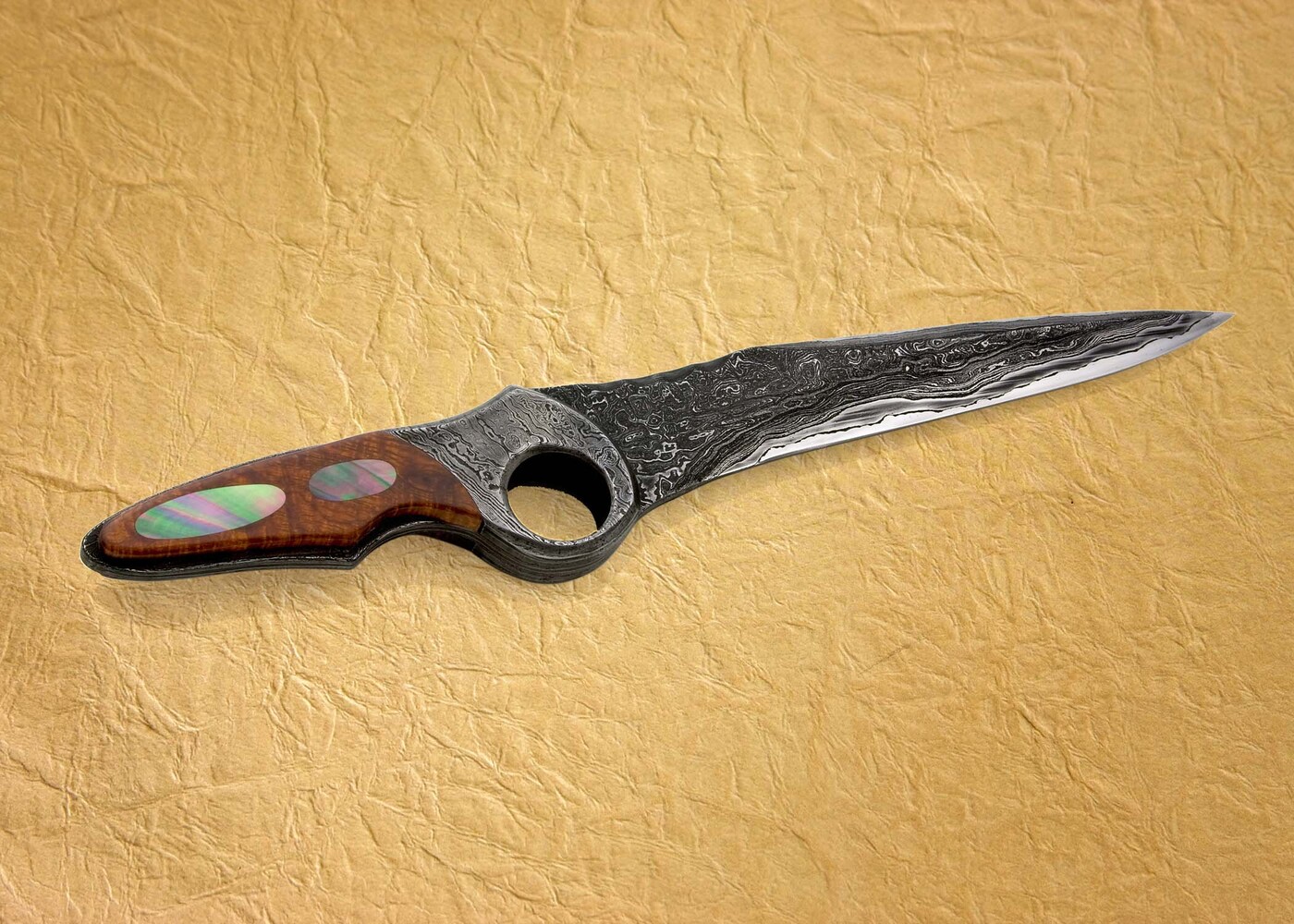 FJ 1Subhilt Damascus knife combo left side view