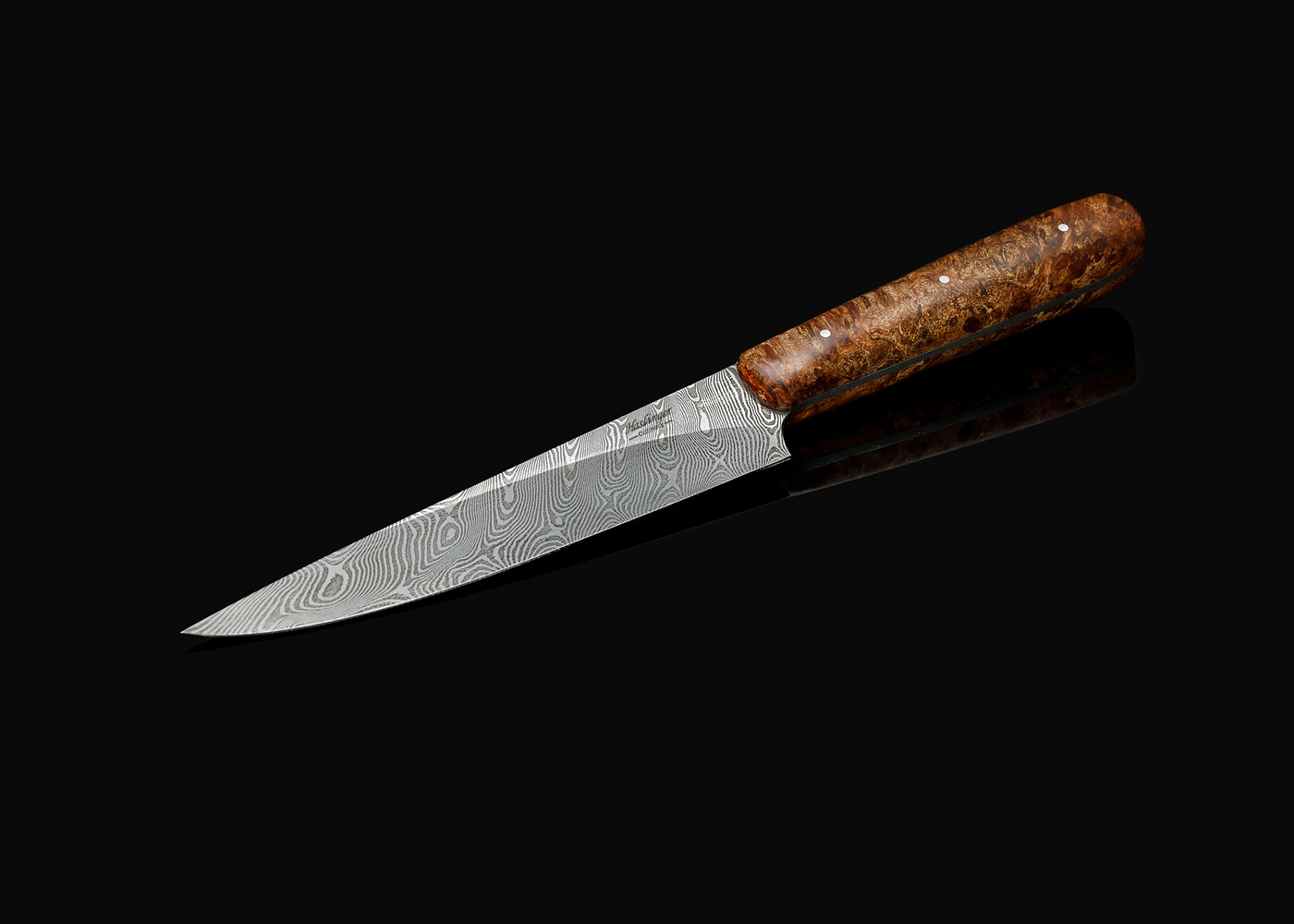 Damascus Petty 152mm with Highly Figured Maple Handle