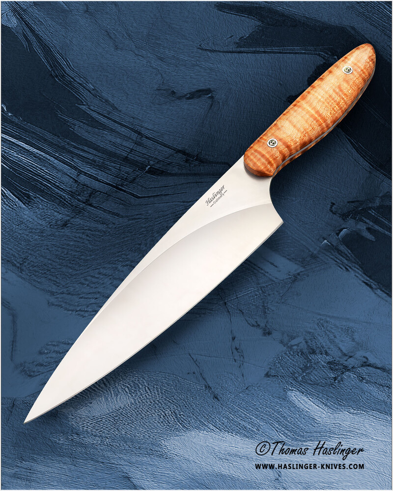 New Generation 8" Chef with Curly Maple Handle single view