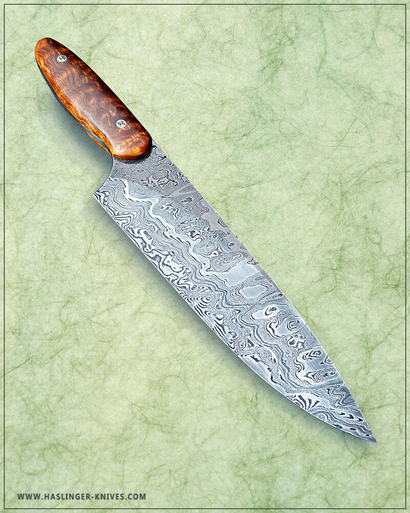 Damascus New Generation Chef 254mm Blade - Quilted Maple Handle