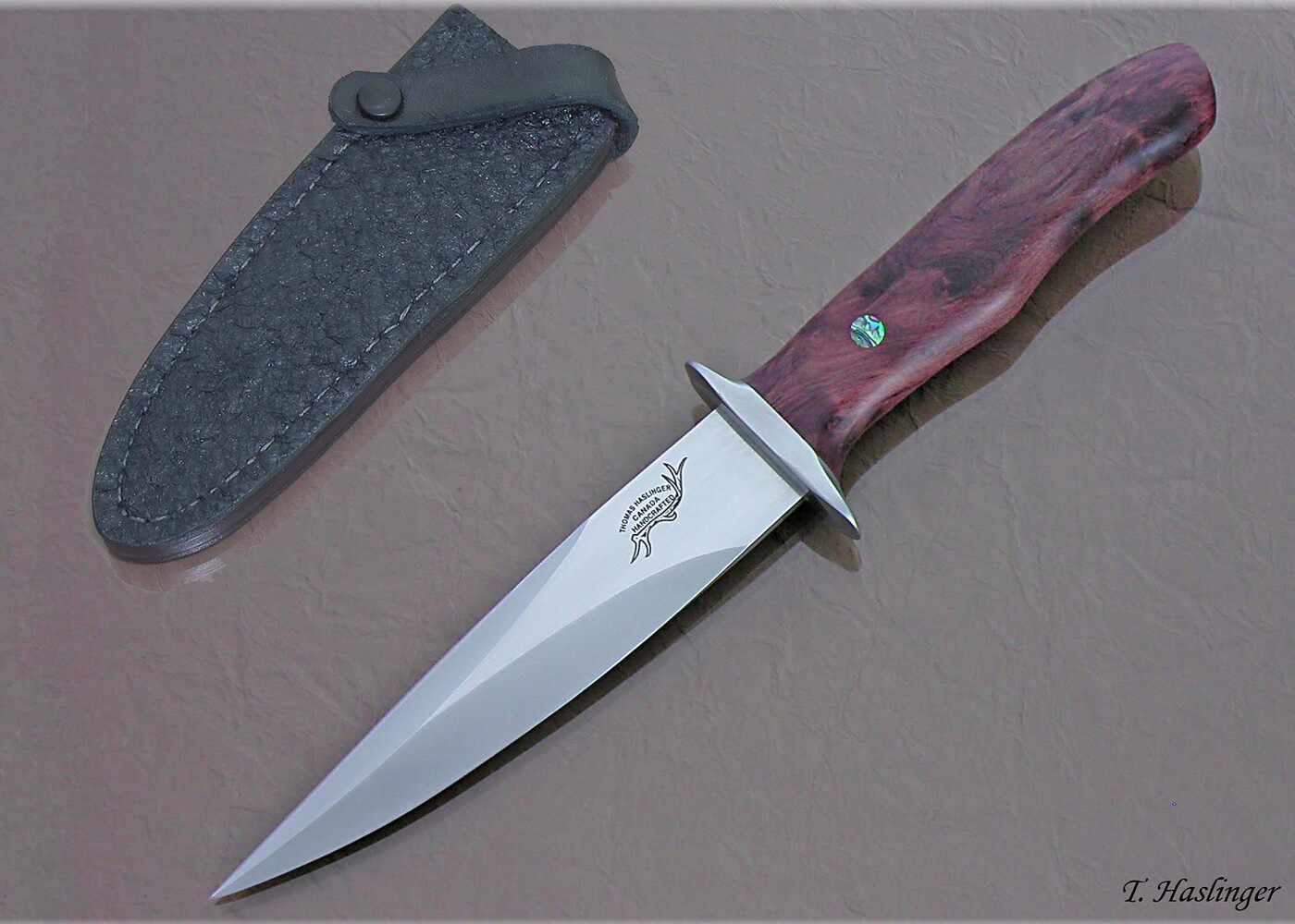 Carpathian Elm Burl Fighter with sheath