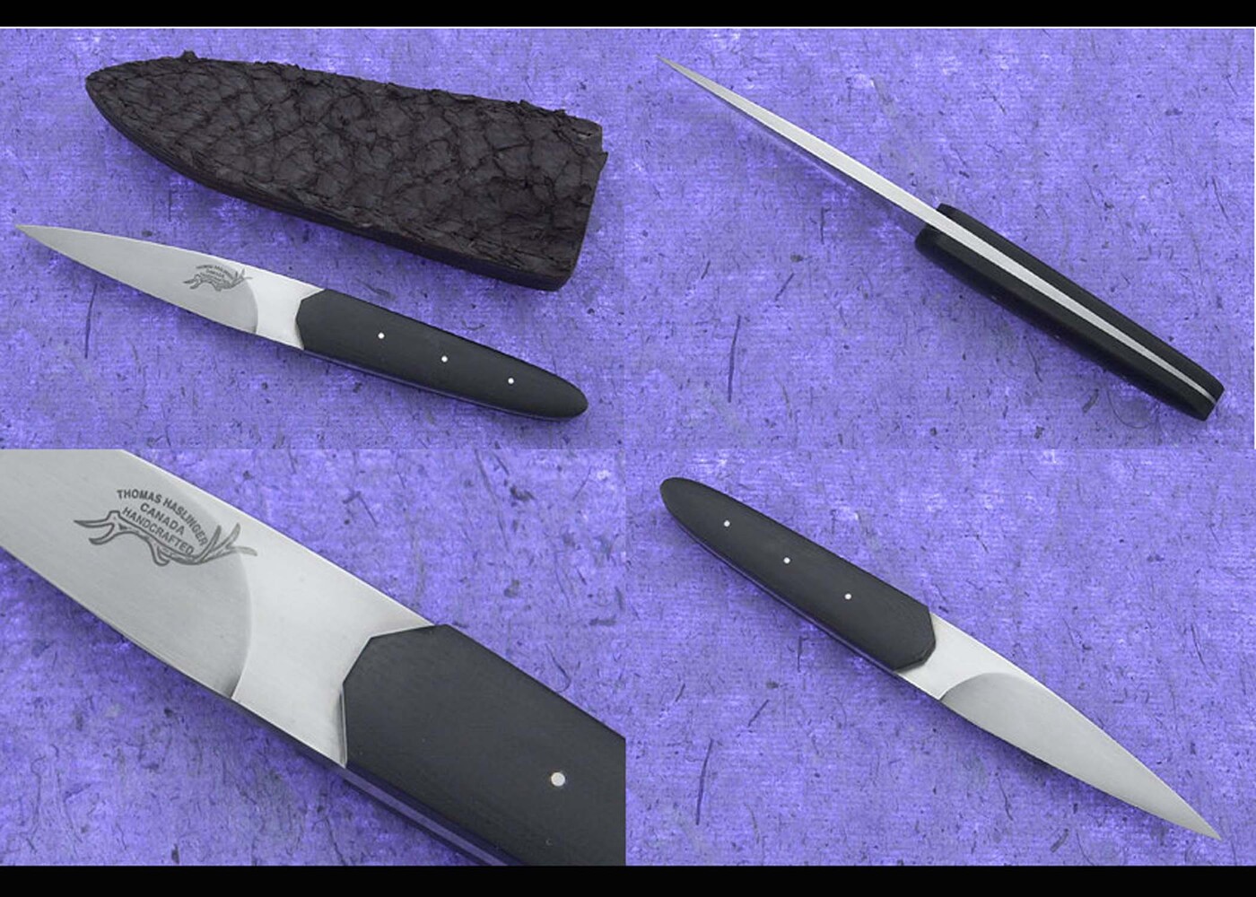 Modern Sgian Dubh with carp skin leather sheath