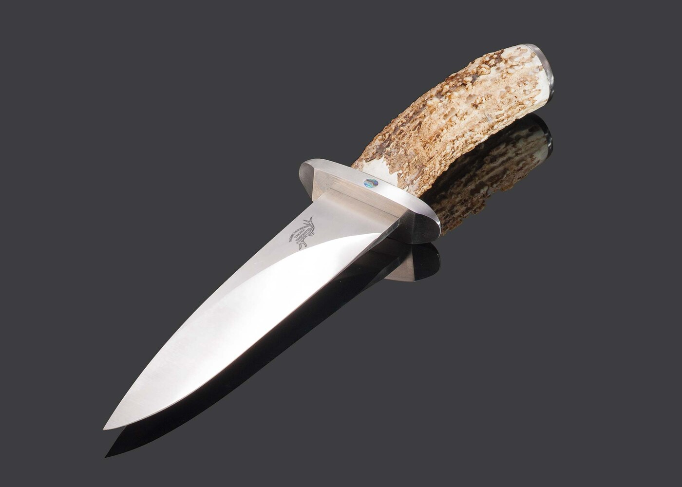 Pebble Elk Antler Handled Bowie Knife in CPM S60V